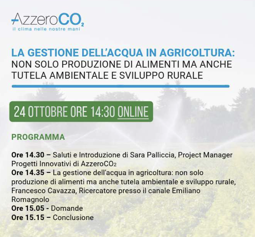 La gestione dell’acqua in agricoltura: non solo produzione di alimenti ma anche tutela ambientale e sviluppo rurale